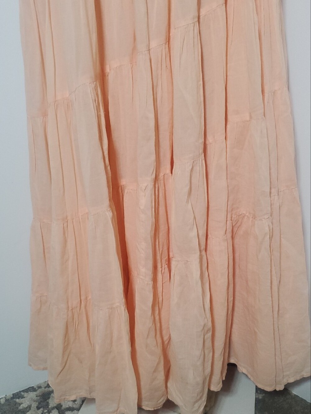 FREE PEOPLE Sundrenched Maxi Dress Peach Puff with Puff Sleeves Size L - Picture 3 of 15